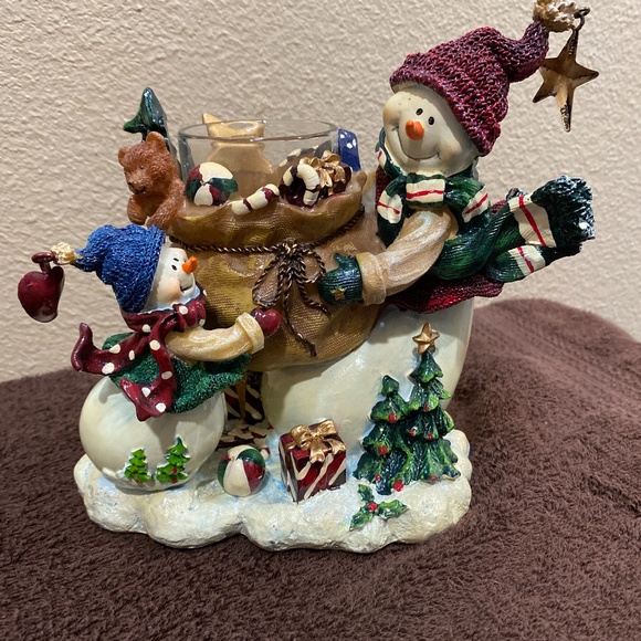 Home Interiors Holiday Snowmen Christmas Toys Candleholder Poshmark